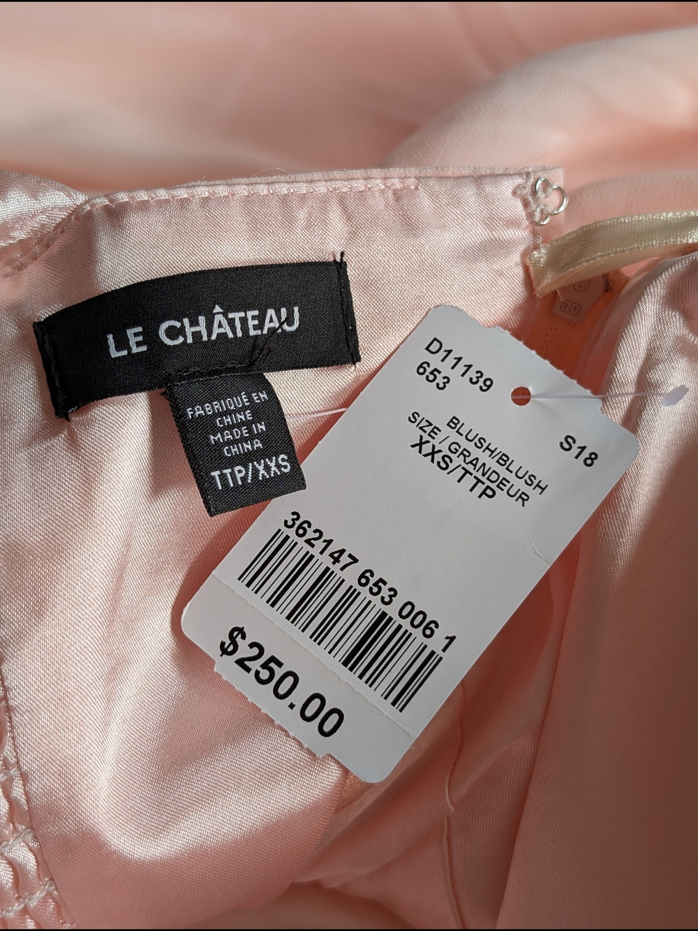NWT Le Château Blush Pink Pearl Beaded Halter Formal Gown | XXS - Picture 9 of 11